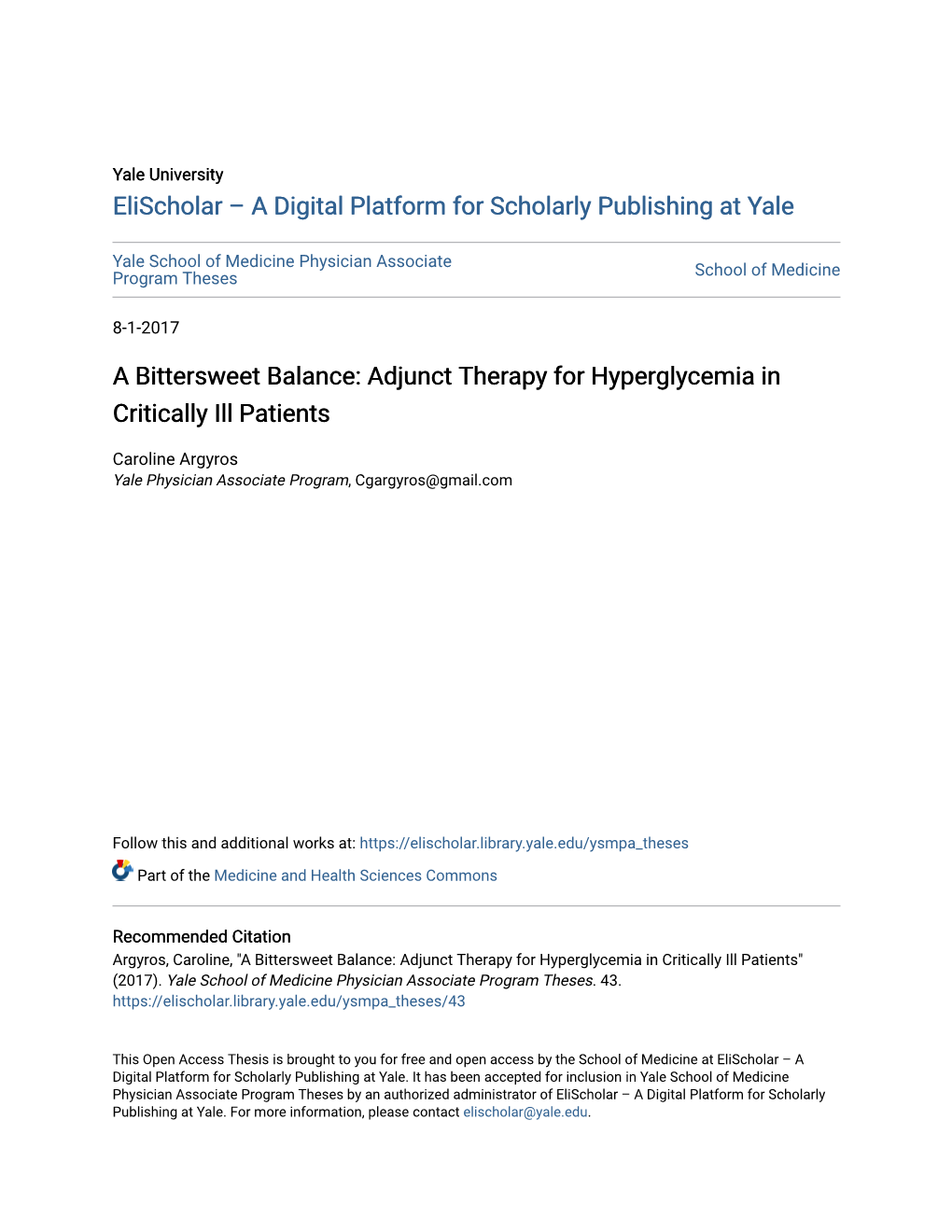 A Bittersweet Balance: Adjunct Therapy for Hyperglycemia in Critically Ill Patients