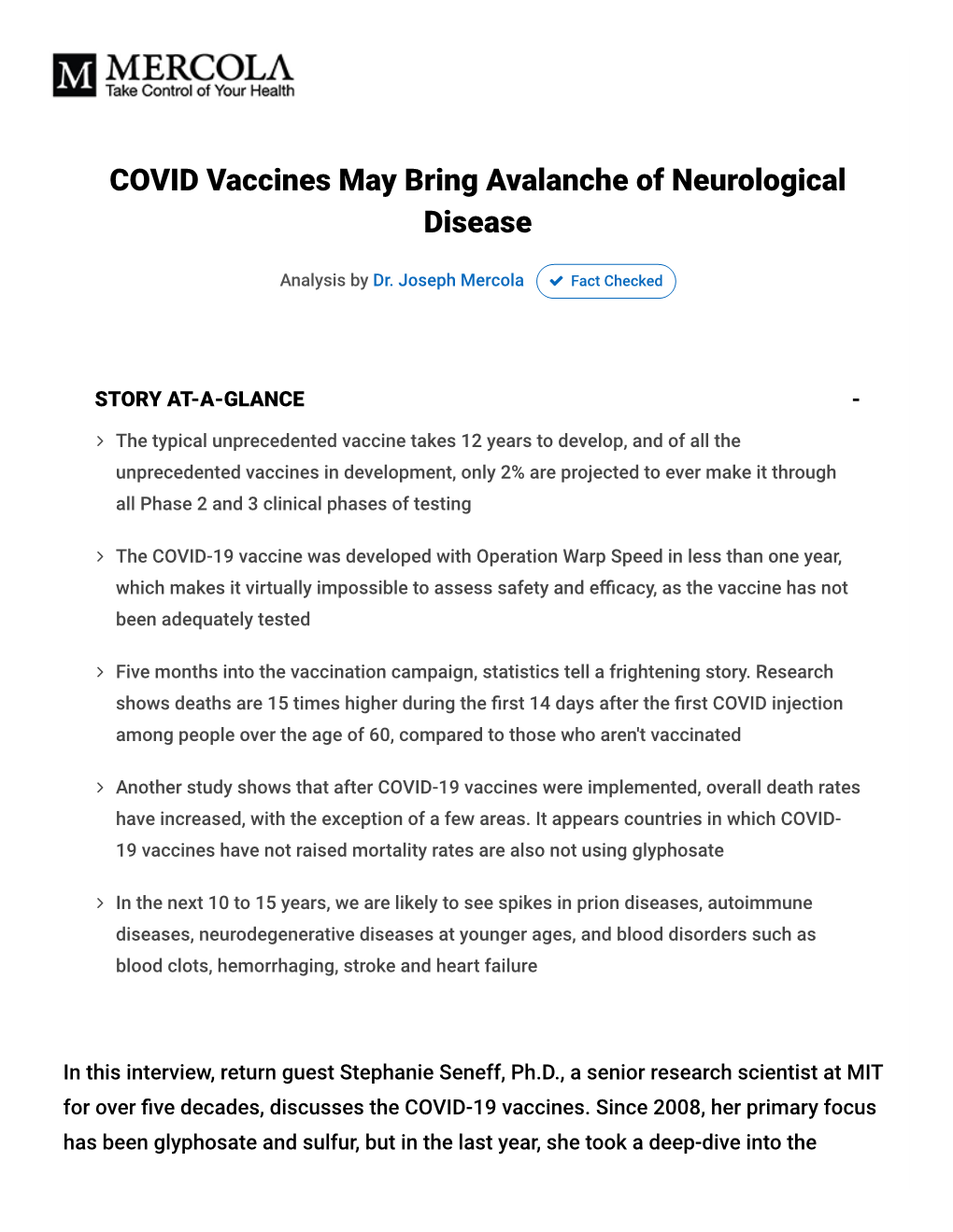 COVID Vaccines May Bring Avalanche of Neurological Disease