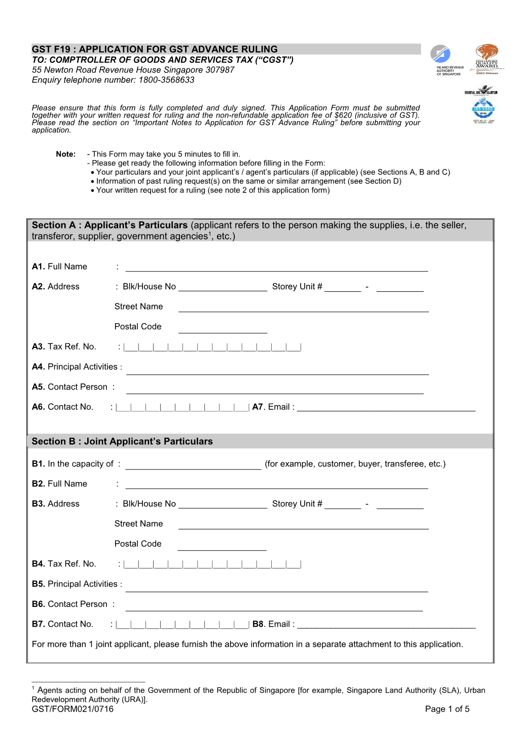 Application for Gst Advance Ruling