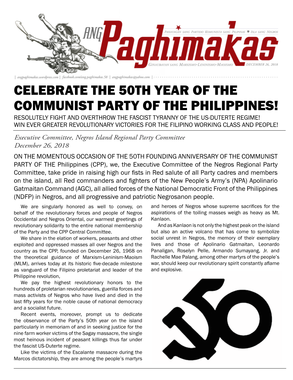Celebrate the 50Th Year of the Communist Party of The
