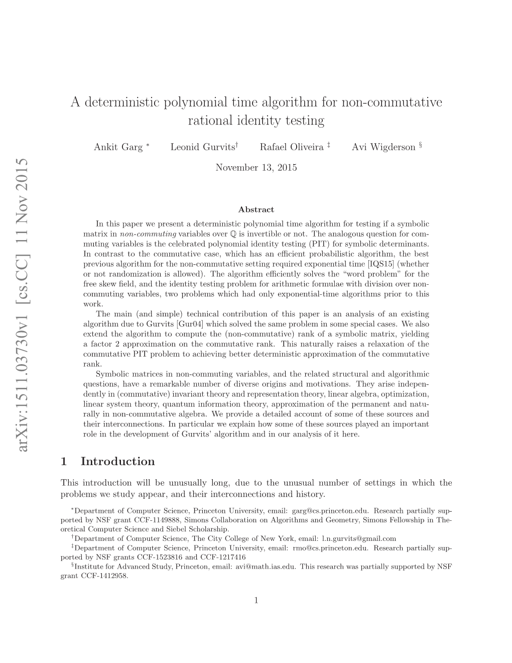 A Deterministic Polynomial Time Algorithm for Non-Commutative Rational Identity Testing