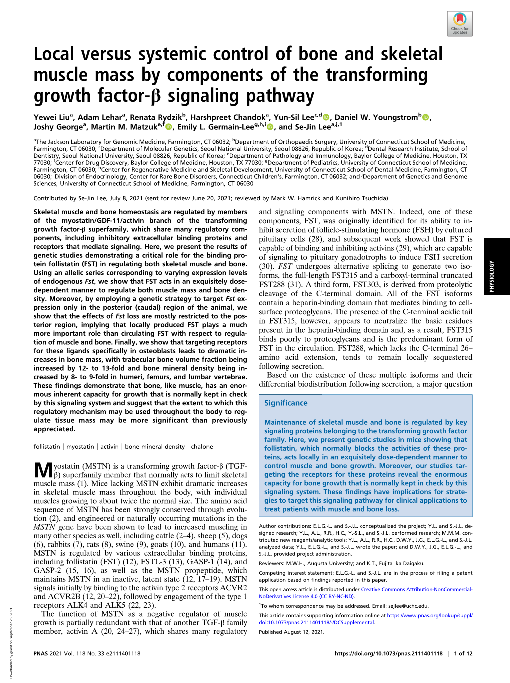 Local Versus Systemic Control of Bone and Skeletal Muscle Mass by Components of the Transforming Growth Factor-Β Signaling Pathway