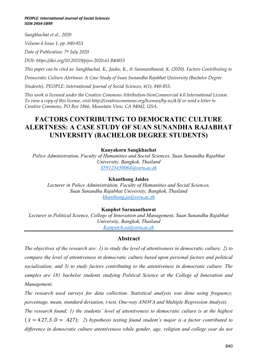 A Case Study of Suan Sunandha Rajabhat University (Bachelor Degree Students)