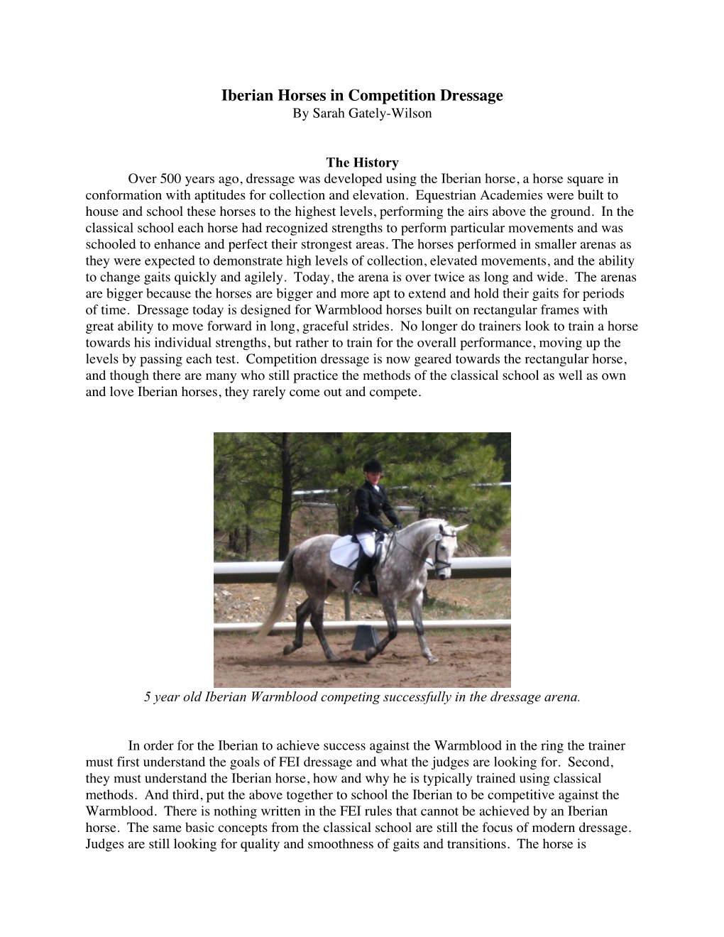 Iberian Horses in Competition Dressage by Sarah Gately-Wilson