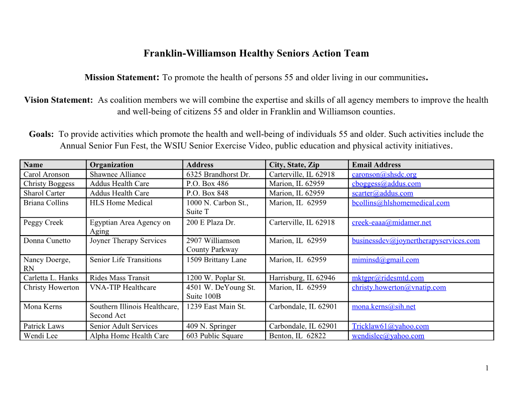 Franklin-Williamson Healthy Lifestyles Subcommittee