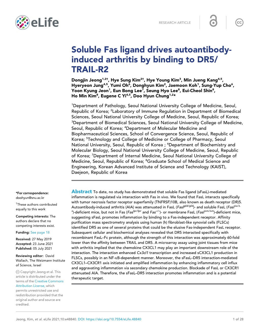 Soluble Fas Ligand Drives Autoantibody- Induced Arthritis by Binding to DR5/ TRAIL-R2