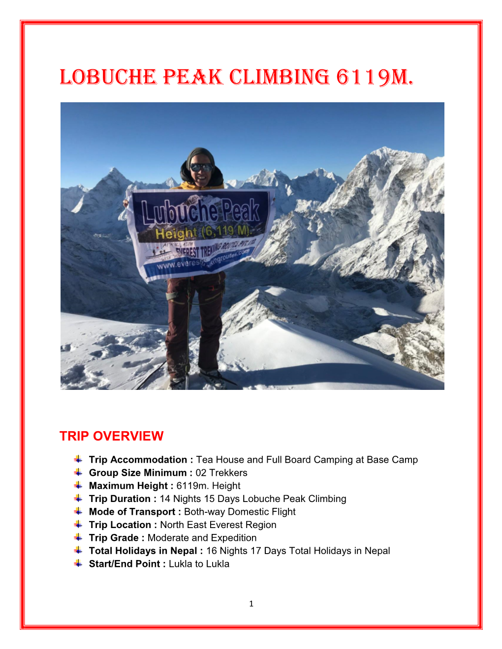 Lobuche Peak Climbing 6119M