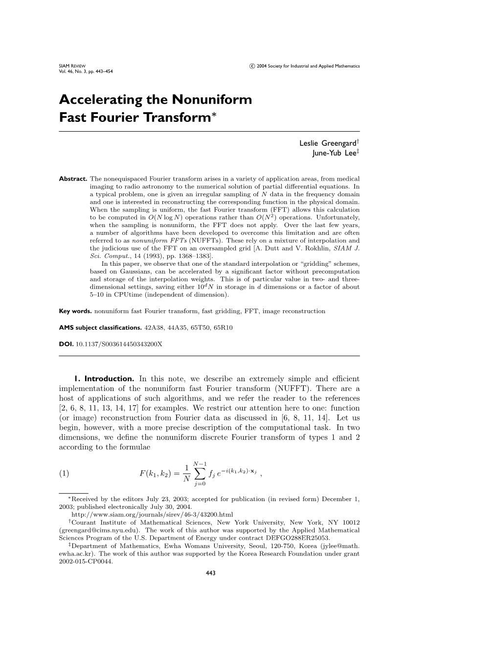 Accelerating the Nonuniform Fast Fourier Transform∗