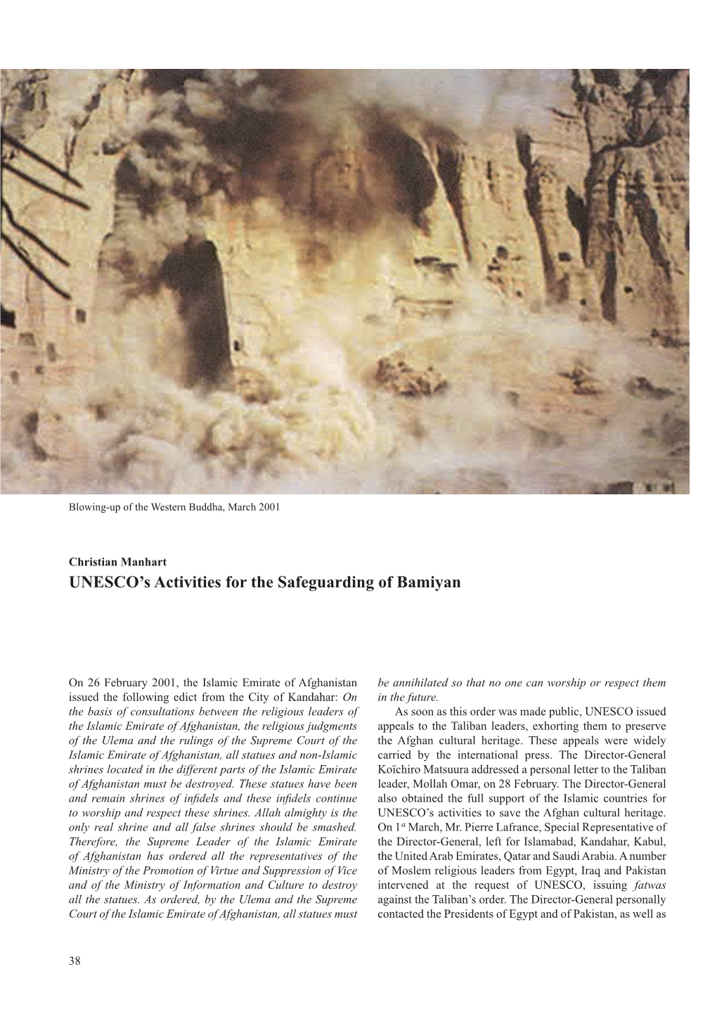 UNESCO's Activities for the Safeguarding of Bamiyan