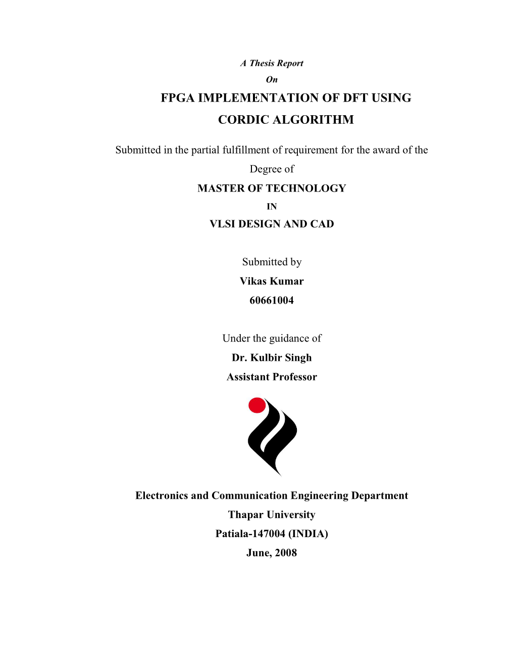 Fpga Implementation of Dft Using Cordic Algorithm