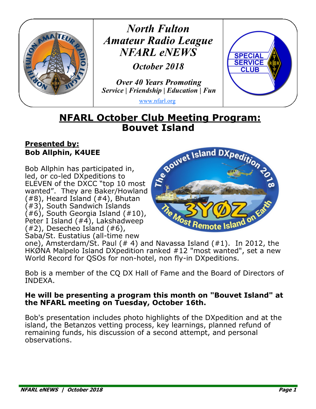 North Fulton Amateur Radio League NFARL Enews