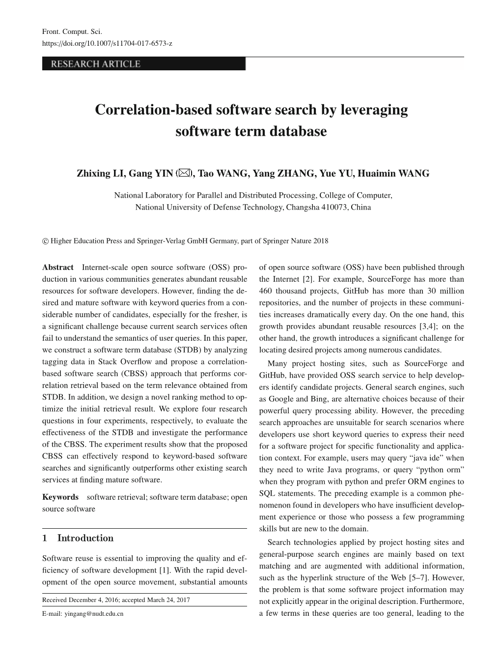 Correlation-Based Software Search by Leveraging Software Term Database