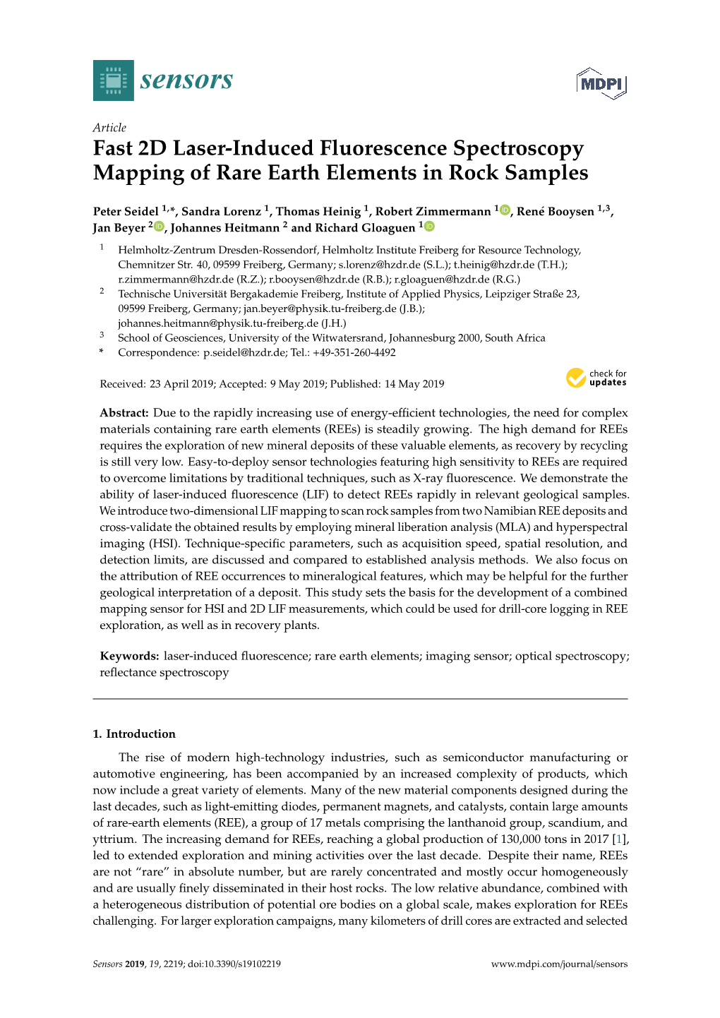 Fast 2D Laser-Induced Fluorescence Spectroscopy Mapping of Rare Earth Elements in Rock Samples