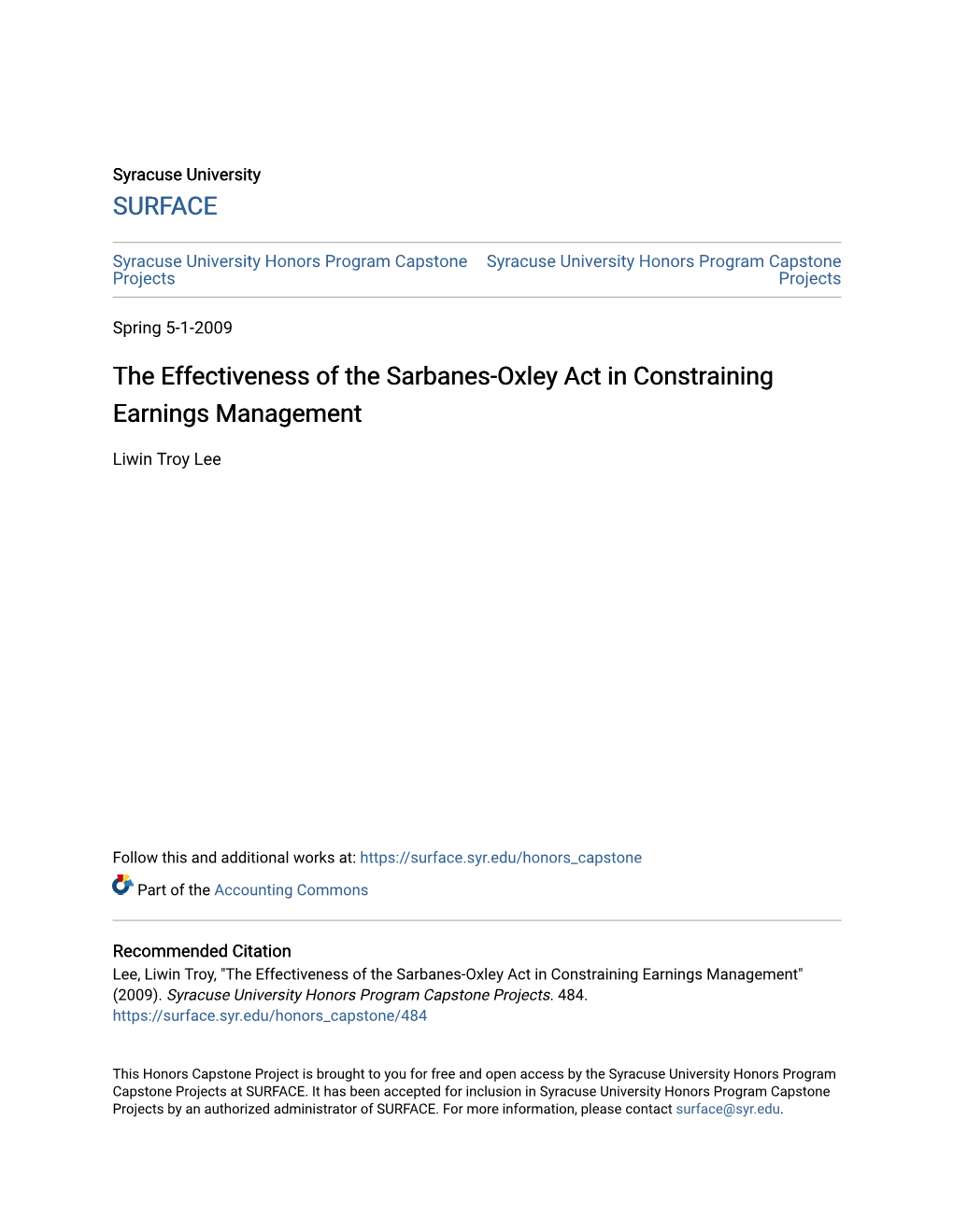 The Effectiveness of the Sarbanes-Oxley Act in Constraining Earnings Management