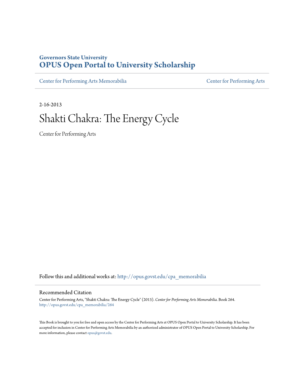 Shakti Chakra: the Energy Cycle
