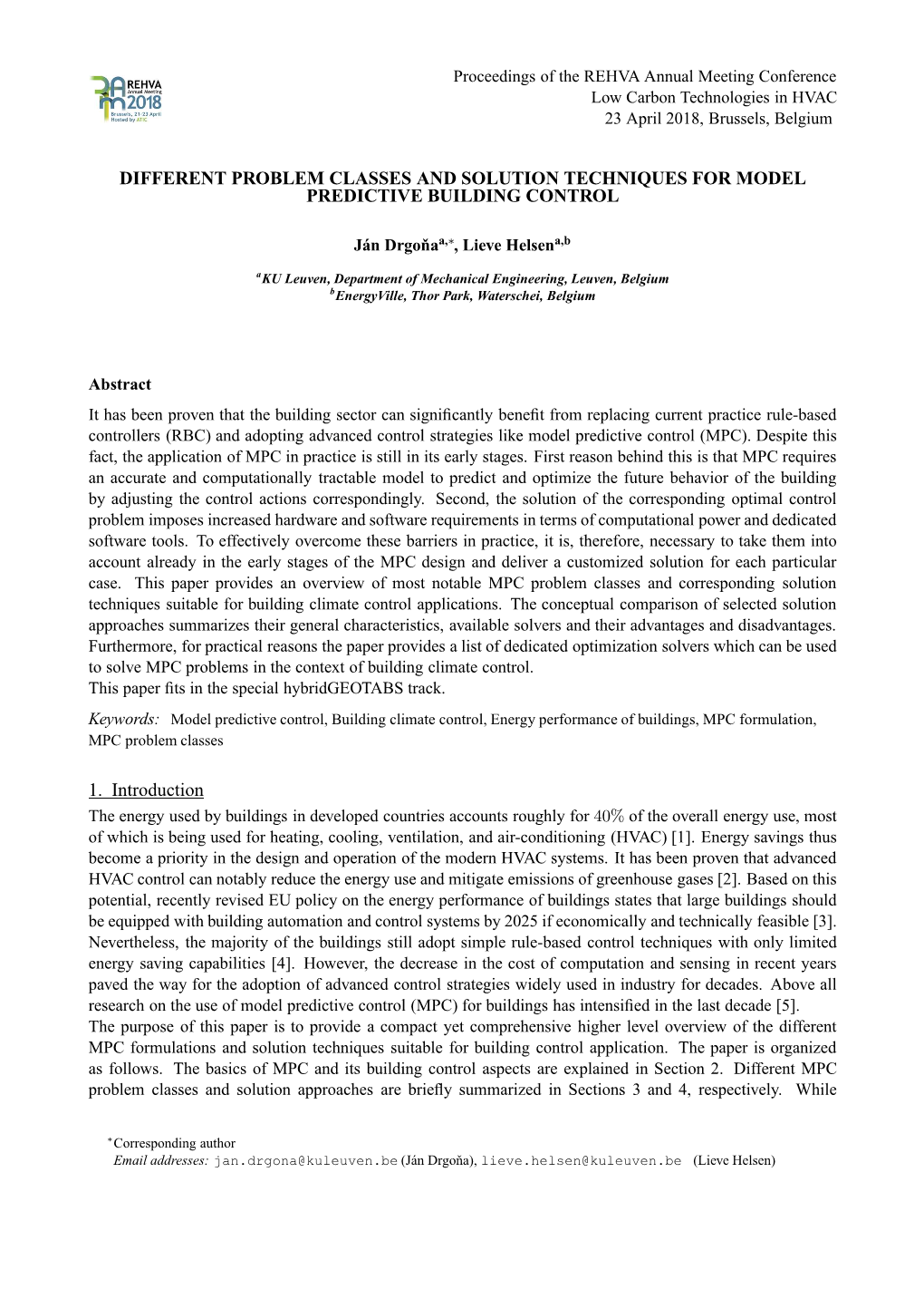 Different Problem Classes and Solution Techniques for Model Predictive Building Control