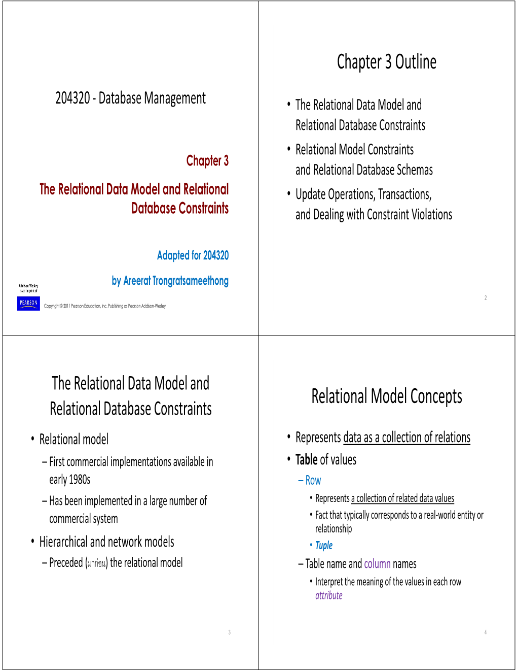 Chapter 3 Outline Relational Model Concepts