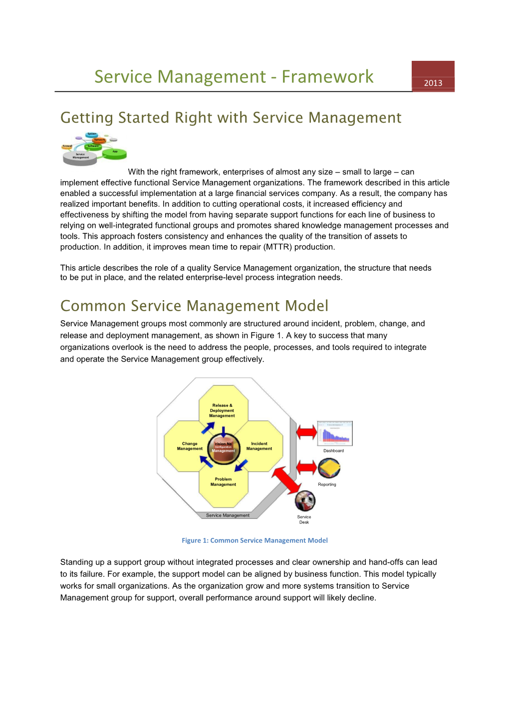 Service Management - Framework 2013
