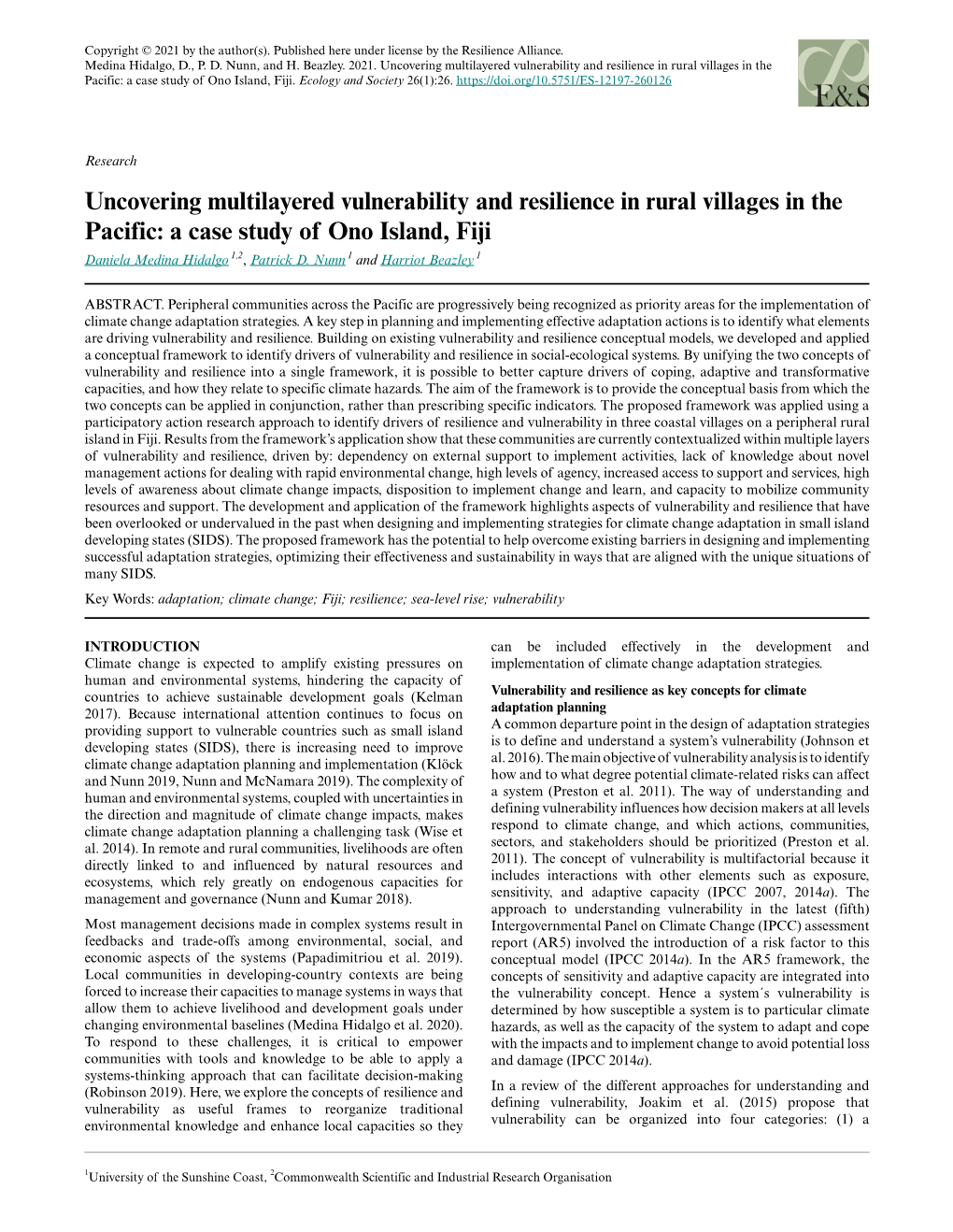 Uncovering Multilayered Vulnerability and Resilience in Rural Villages in the Pacific: a Case Study of Ono Island, Fiji