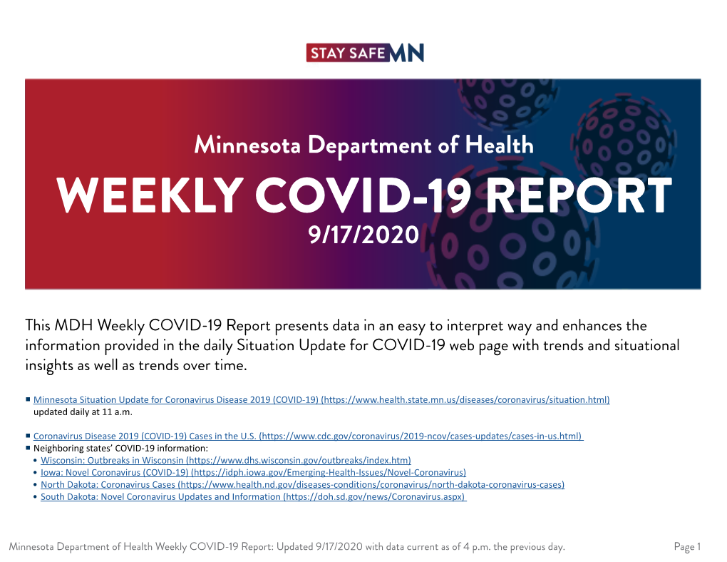 MDH Weekly COVID-19 Report 9/17/2020