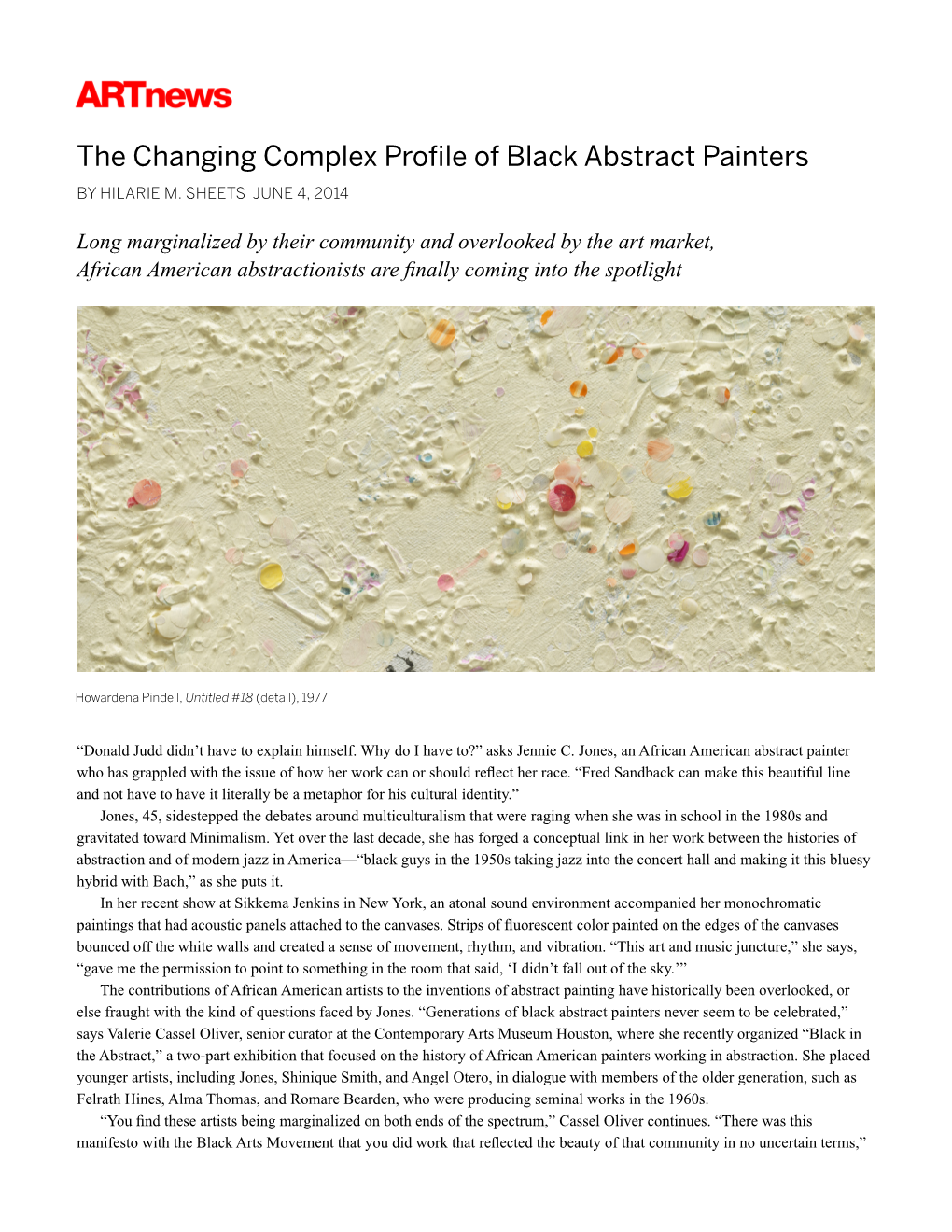 The Changing Complex Profile of Black Abstract Painters by HILARIE M