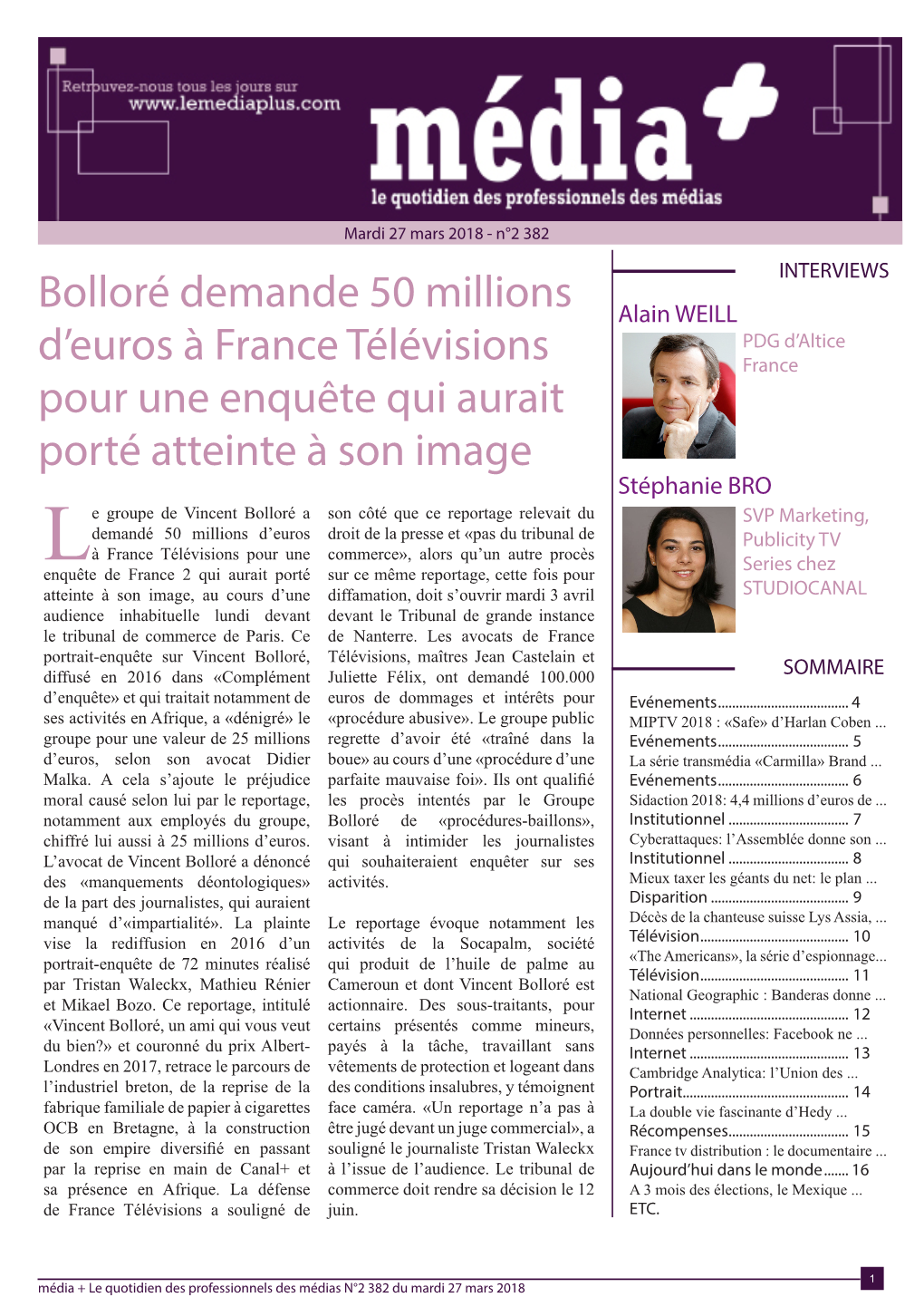 Bolloré Demande 50 Millions D'euros À France Télévisions Pour Une