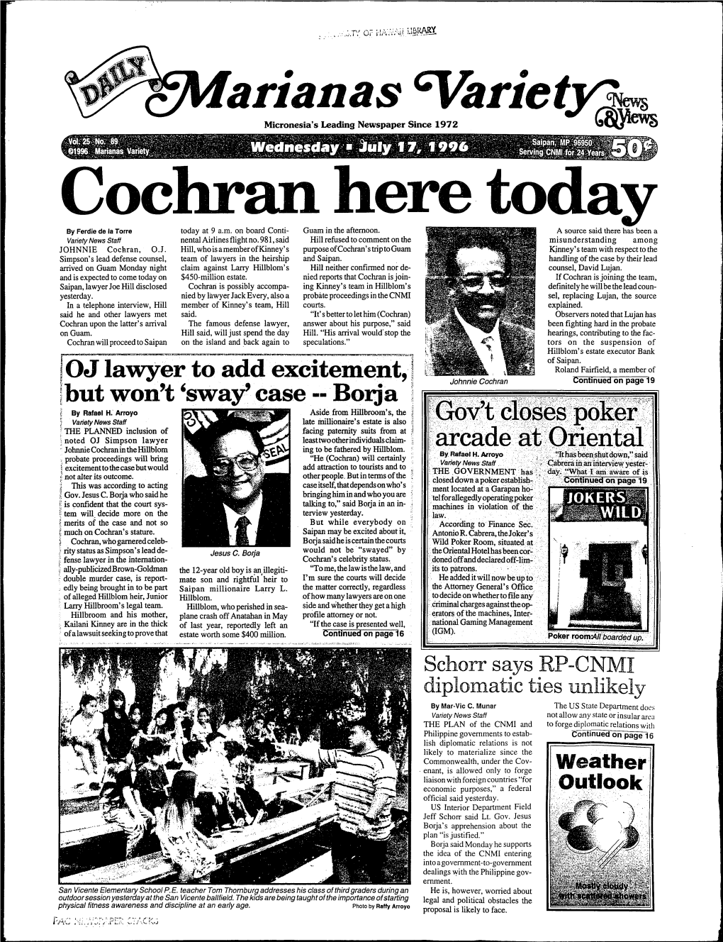 Arianas %Riet.R;:~ Micronesia's Leading Newspaper Since 1972 ~ Coe A11 Here Today by Ferdie De La Torre Today at 9 A.M