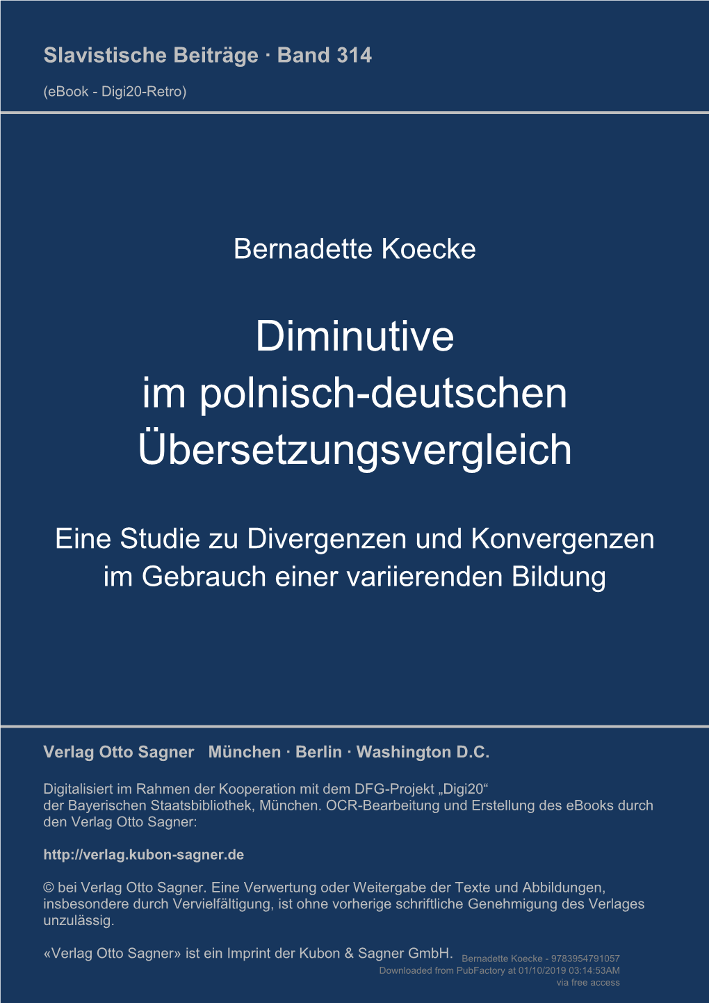 Diminutive Im Polnisch-Deutschen Übersetzungsvergleich