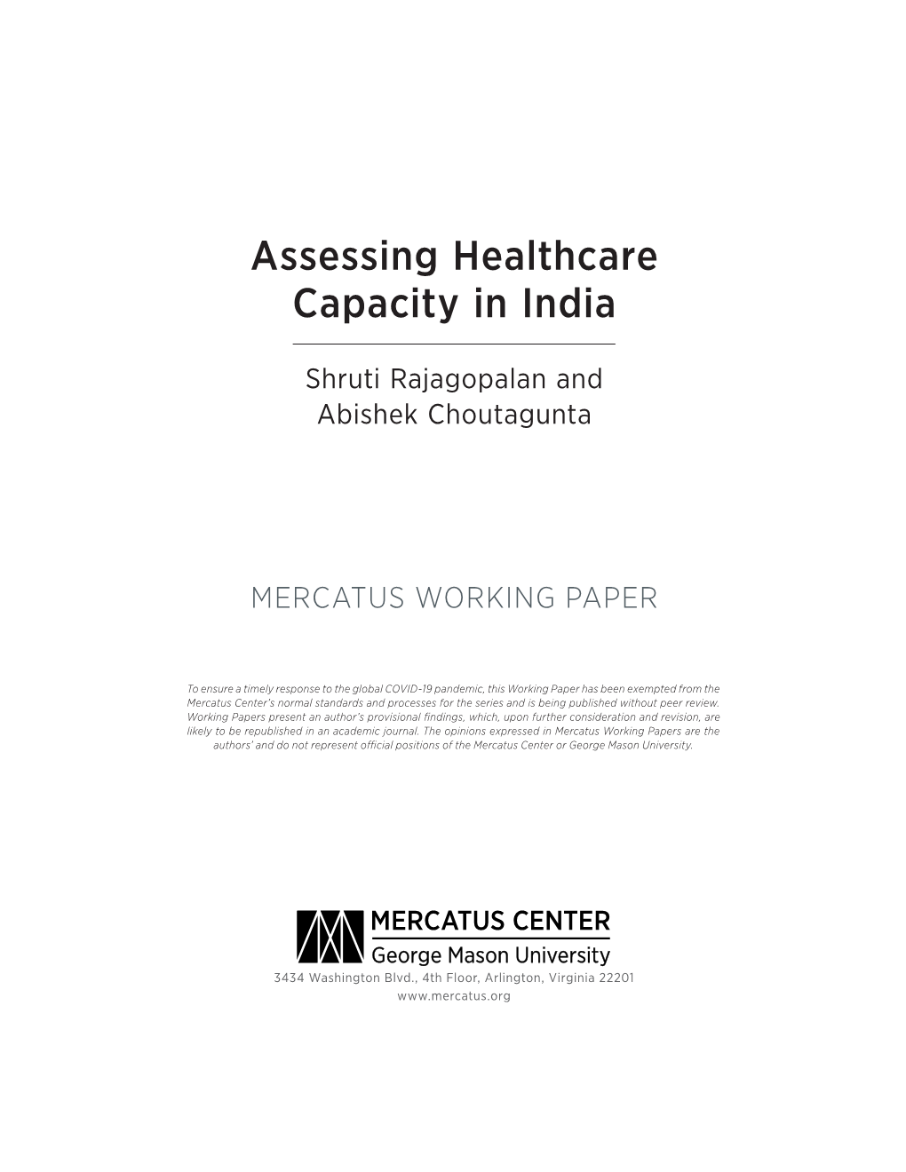 Assessing Healthcare Capacity in India