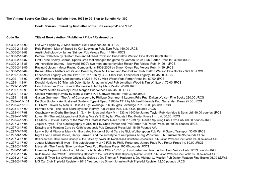 Bulletin Index 1935 to 2018 up to Bulletin No