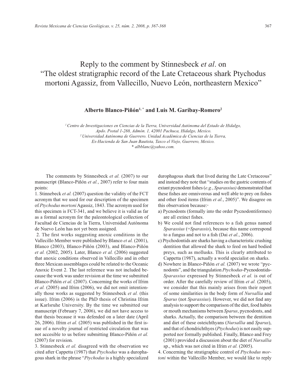 The Oldest Stratigraphic Record of the Late Cretaceous Shark Ptychodus Mortoni Agassiz, from Vallecillo, Nuevo León, Northeastern Mexico”