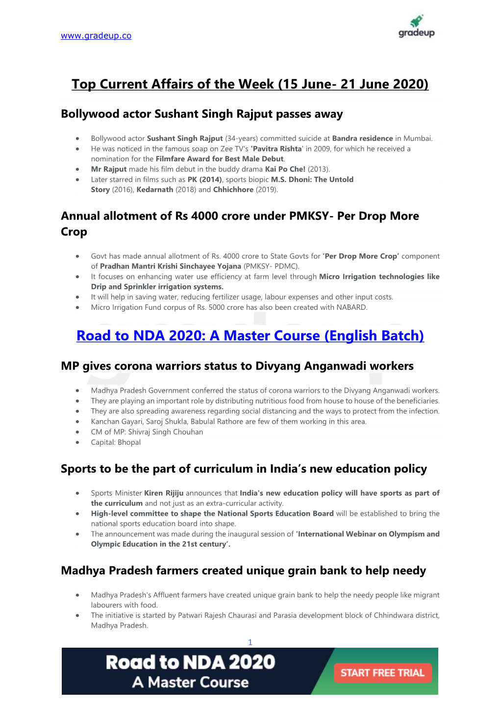 Road to NDA 2020: a Master Course (English Batch)
