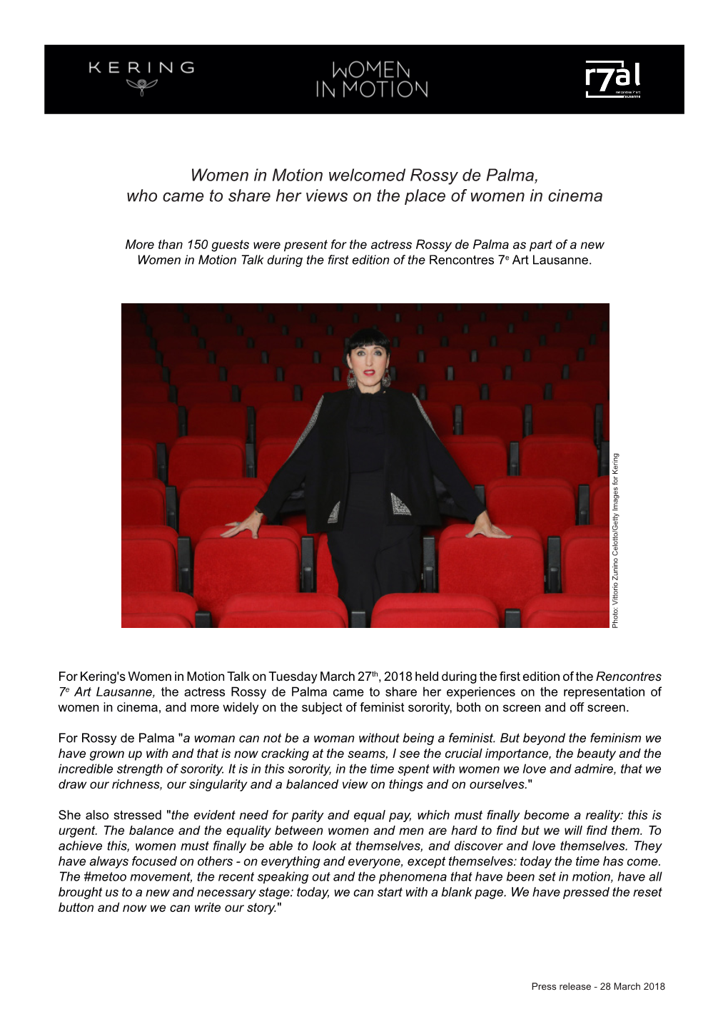 Women in Motion Welcomed Rossy De Palma, Who Came to Share Her Views on the Place of Women in Cinema