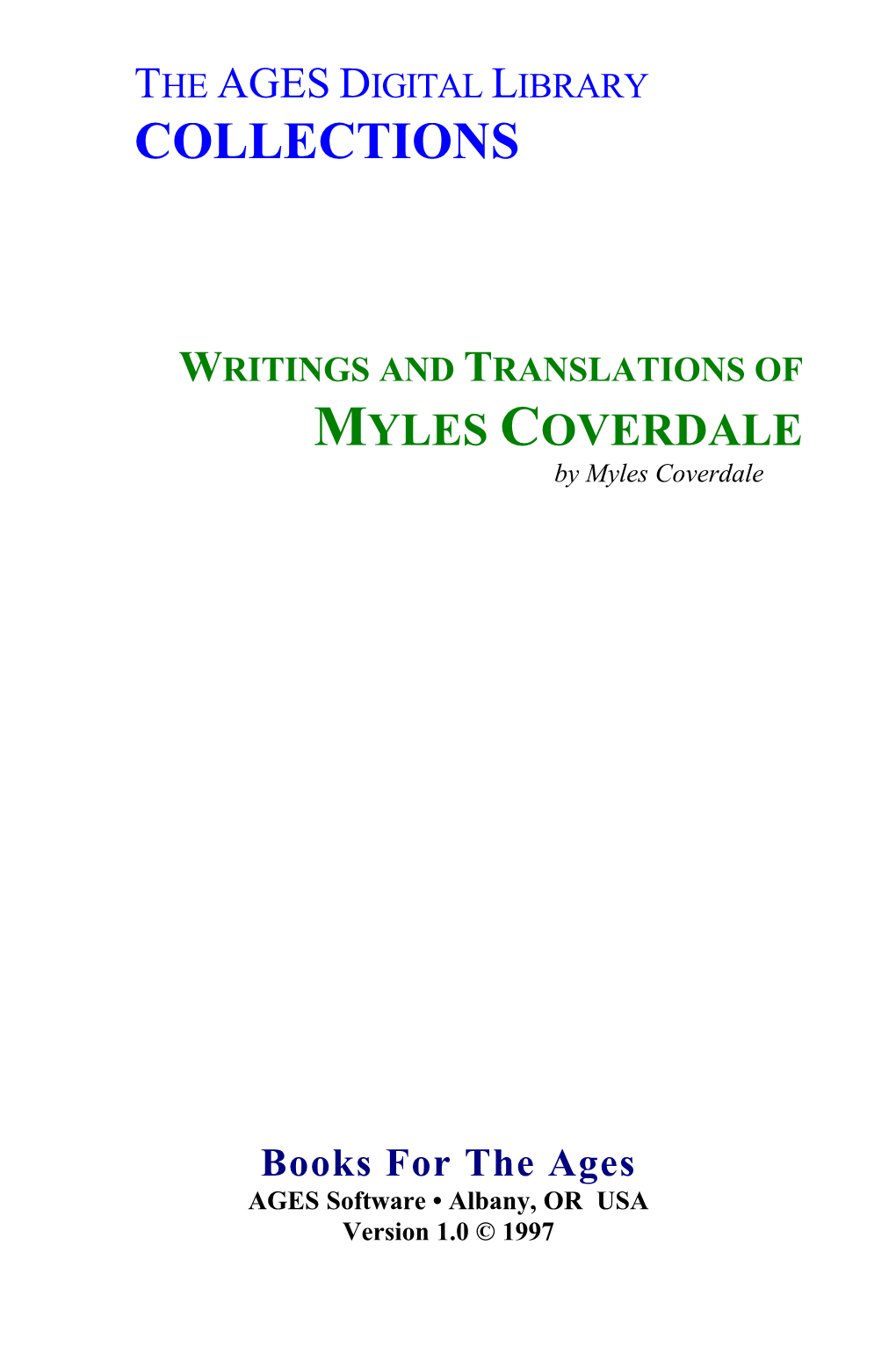 Writings & Translations of Myles Coverdale