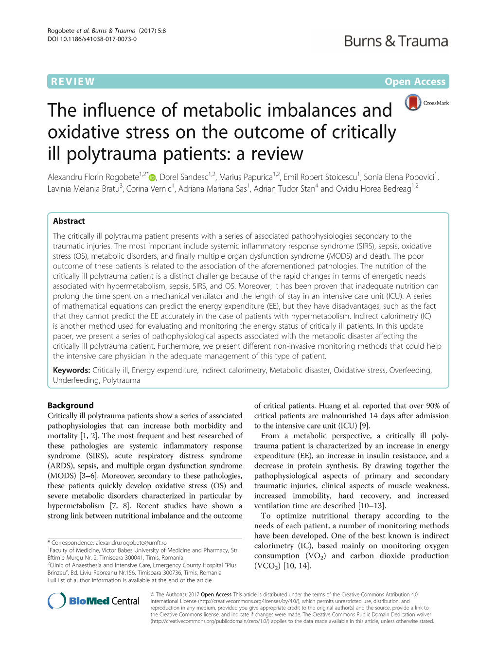 The Influence of Metabolic Imbalances and Oxidative Stress on The