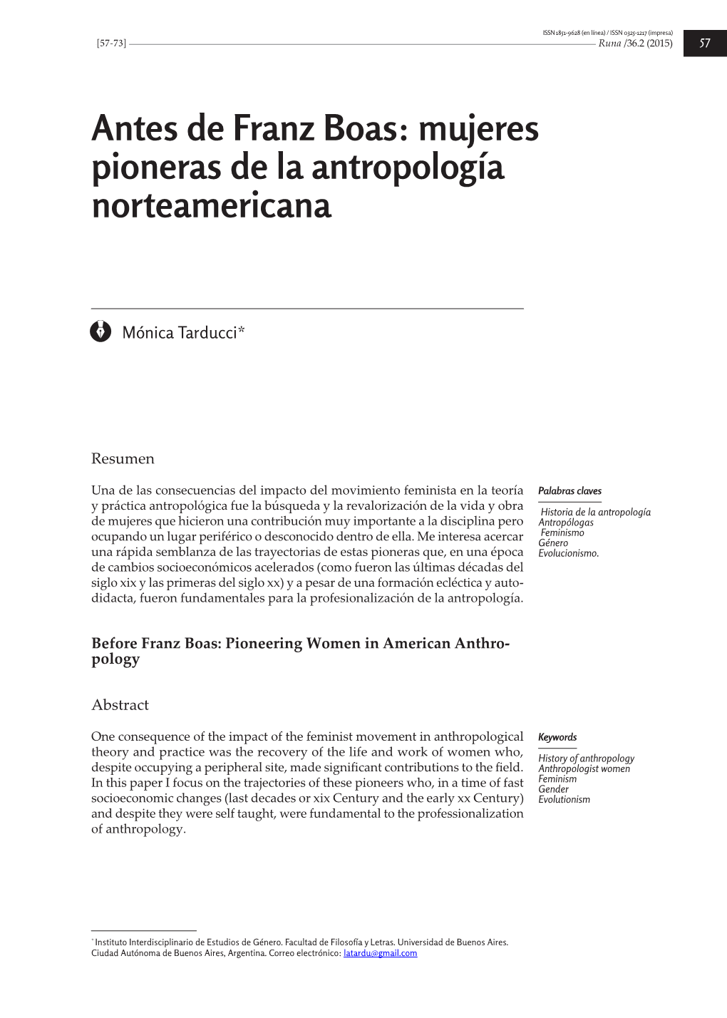 Antes De Franz Boas: Mujeres Pioneras De La Antropología Norteamericana