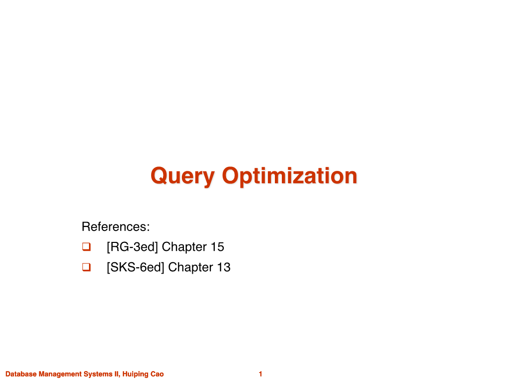 Query Optimization