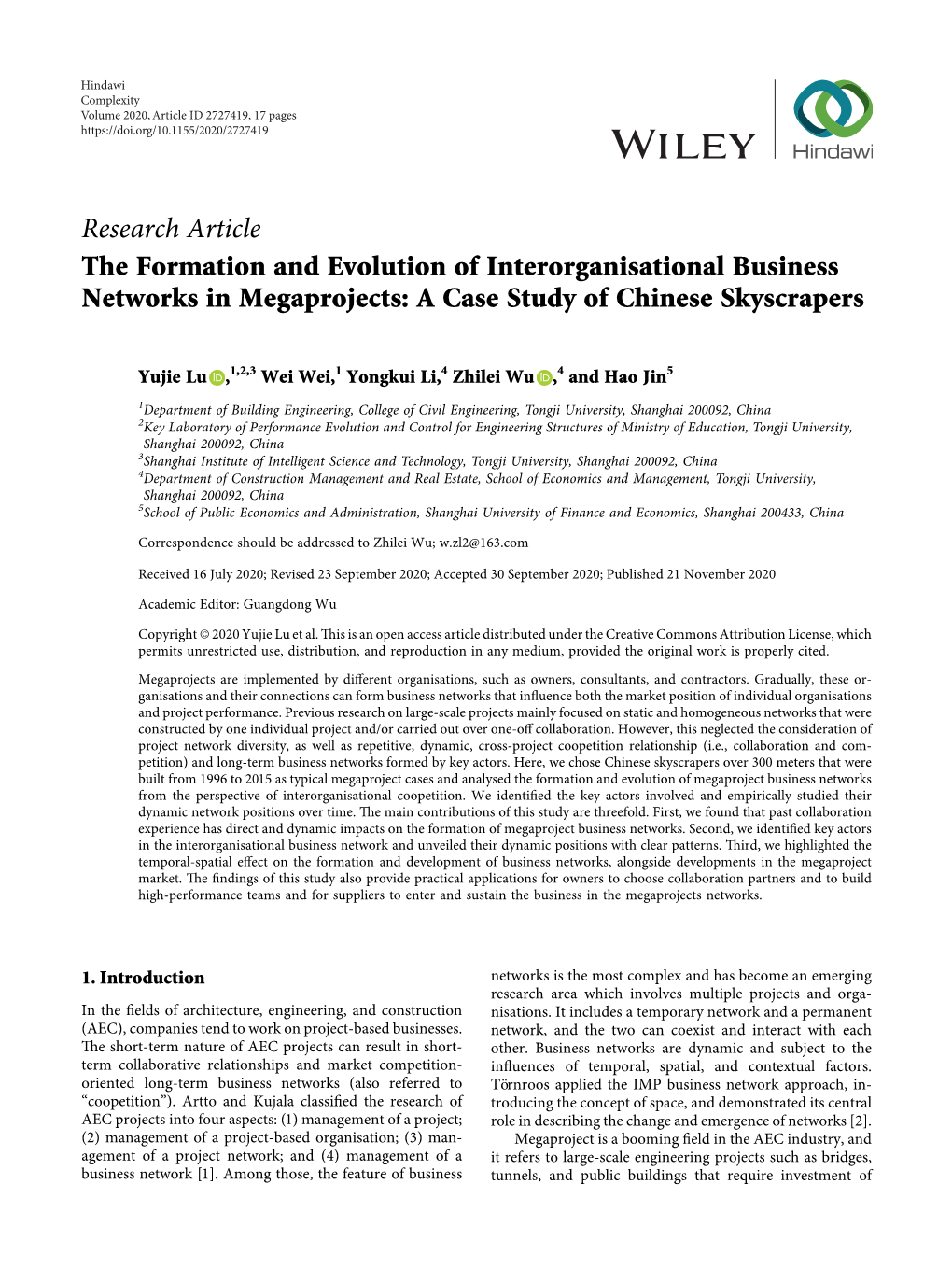 The Formation and Evolution of Interorganisational Business Networks in Megaprojects: a Case Study of Chinese Skyscrapers