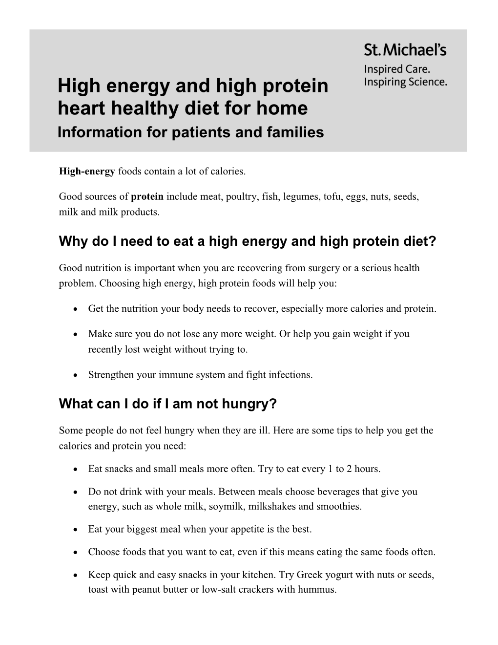 High Energy and High Protein Heart Healthy Diet for Home