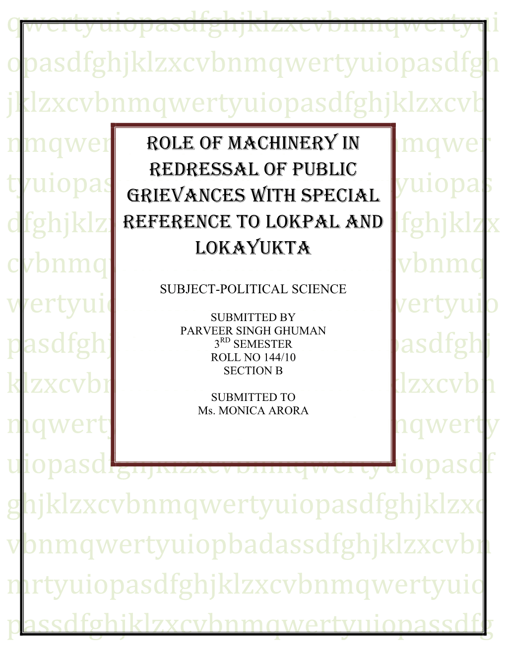 Role of Machinery in Redressal of Public