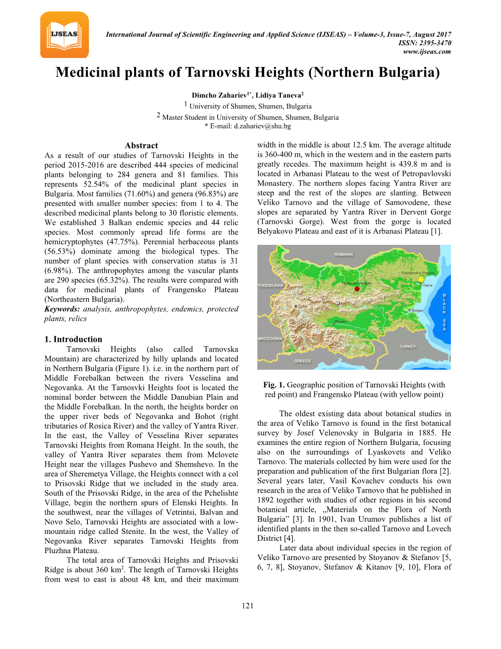 Medicinal Plants of Tarnovski Heights (Northern Bulgaria)