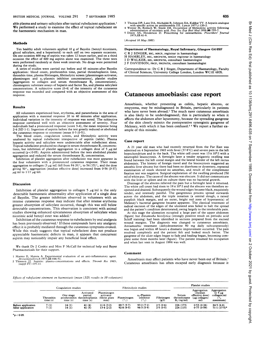 Cutaneous Amoebiasis: Case Report
