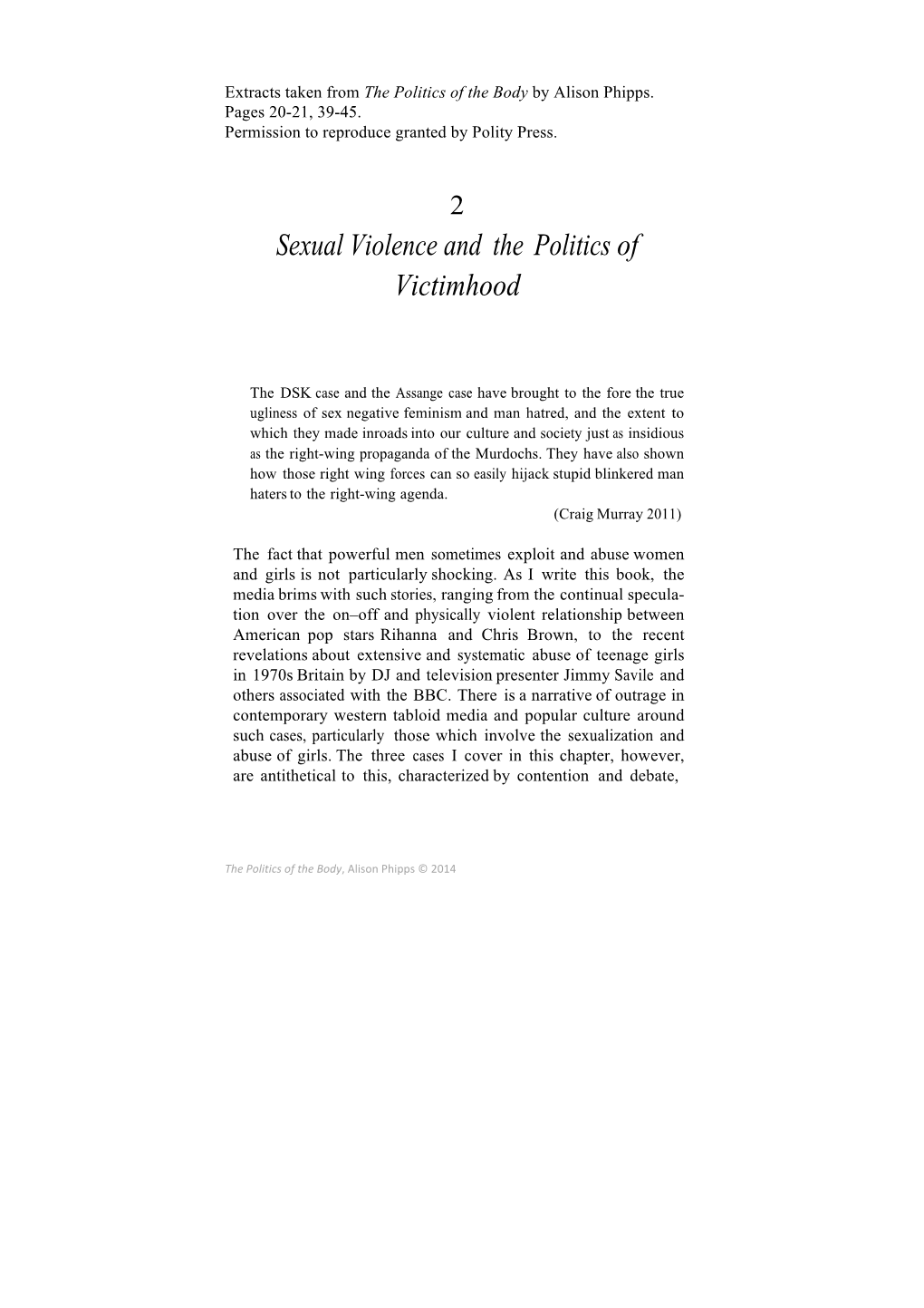 Sexual Violence and the Politics of Victimhood