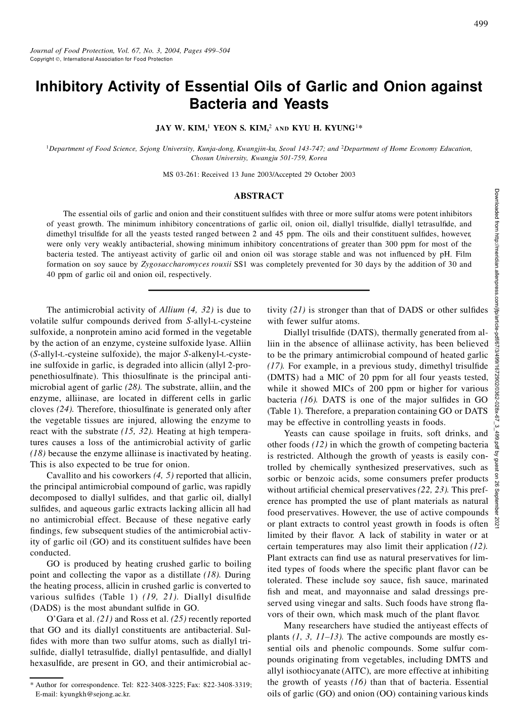 Inhibitory Activity of Essential Oils of Garlic and Onion Against Bacteria