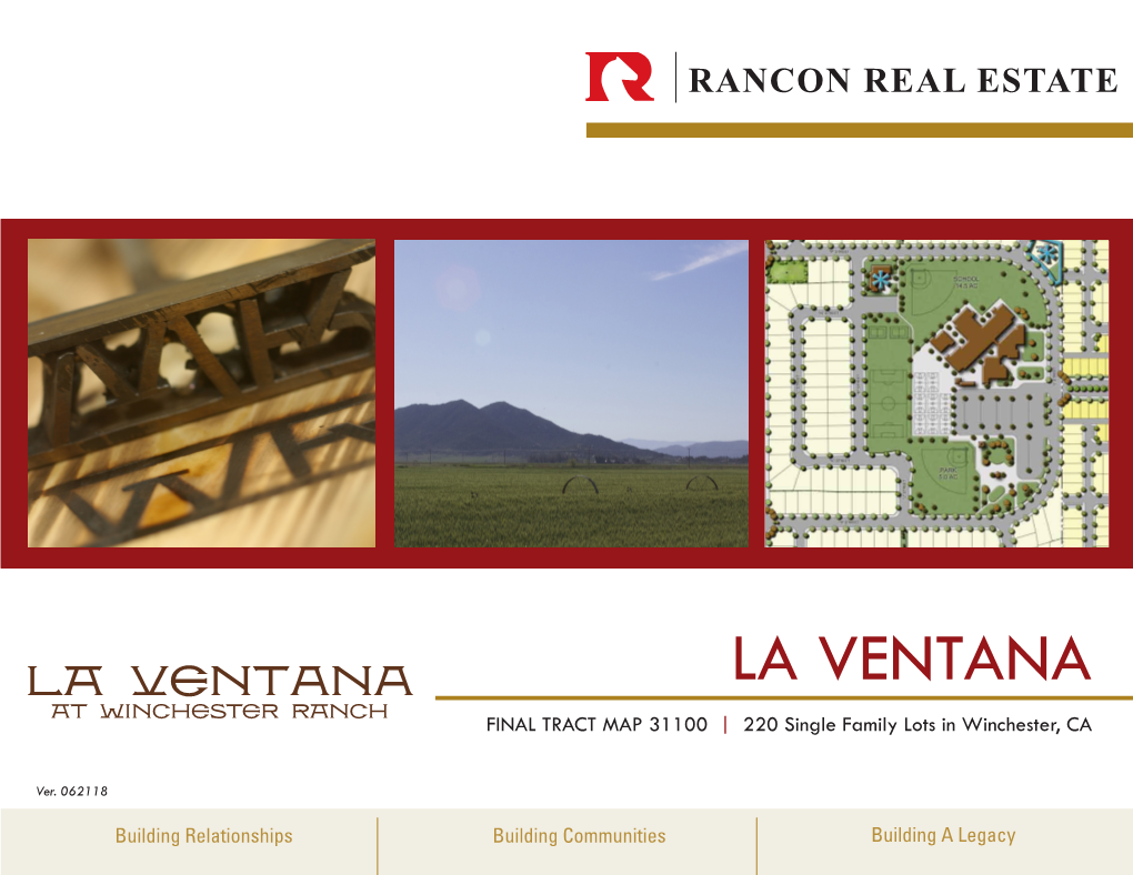 LA Ventana LA VENTANA at Winchester Ranch FINAL TRACT MAP 31100 | 220 Single Family Lots in Winchester, CA