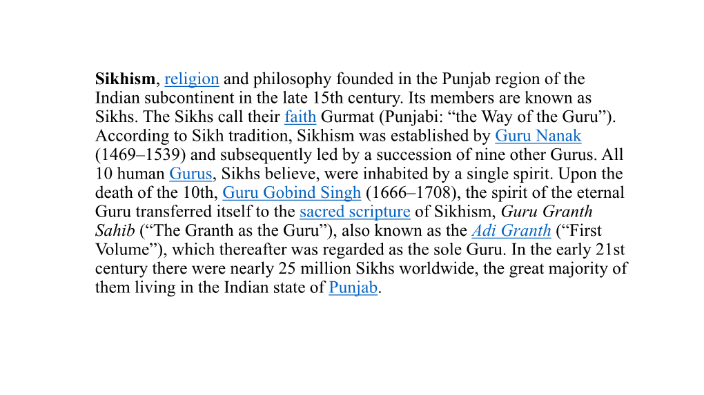 Comparative Religions – Sikkhism