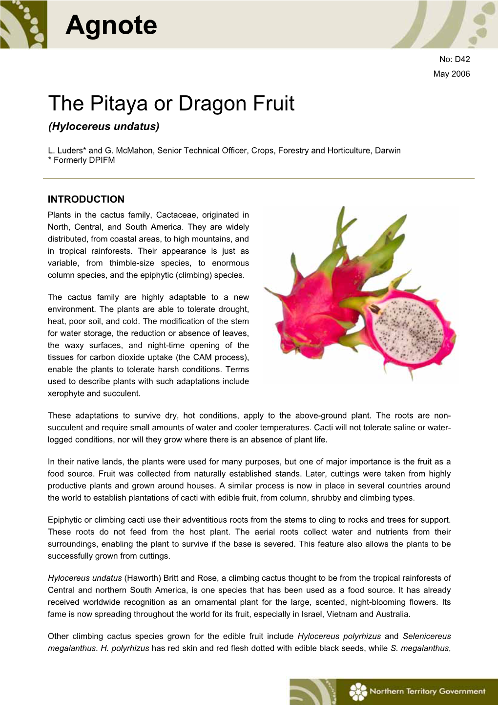 Pitaya Or Dragon Fruit (DPIFM NT)