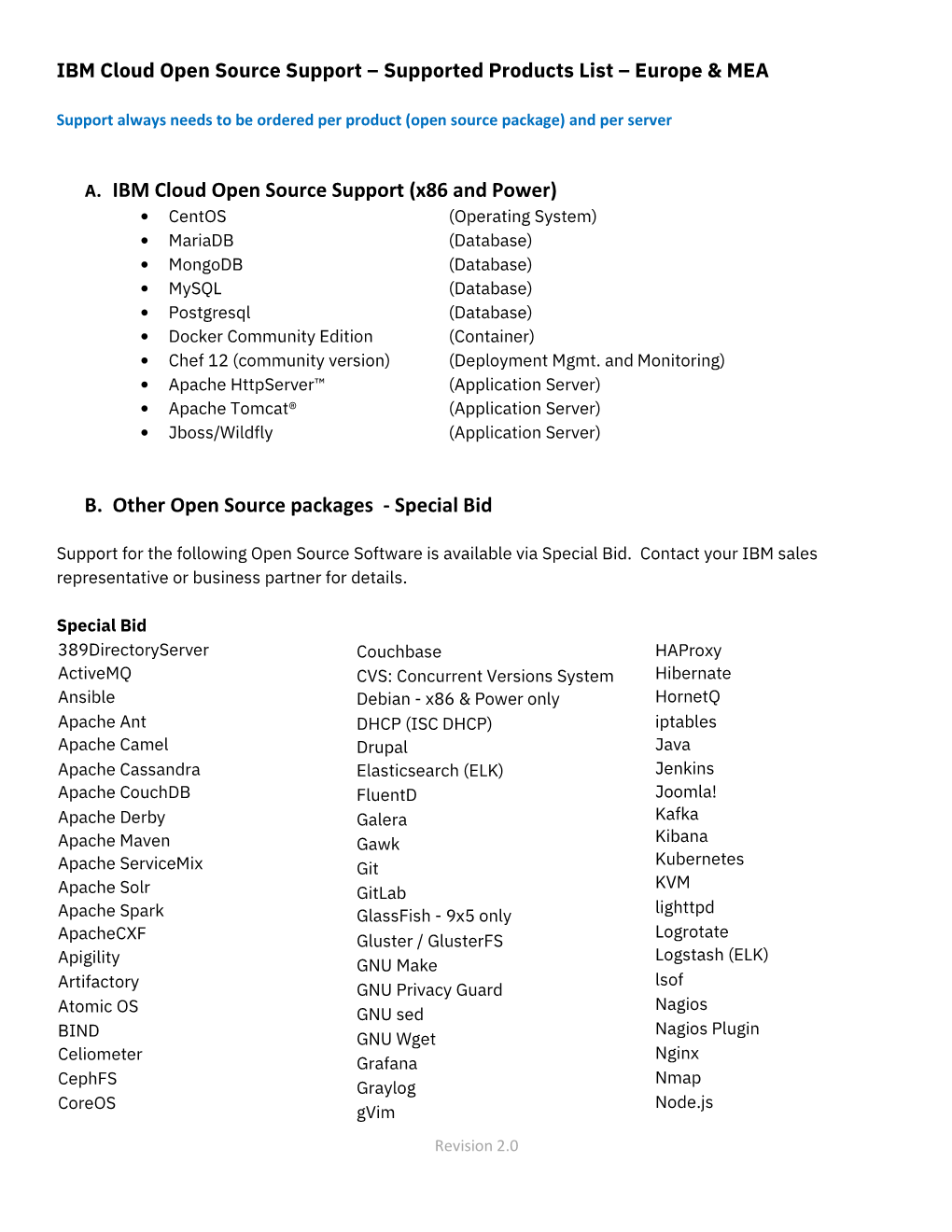 A. IBM Cloud Open Source Support (X86 and Power)