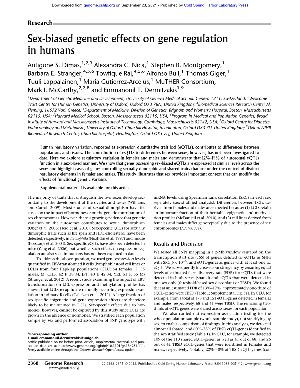 Sex-Biased Genetic Effects on Gene Regulation in Humans