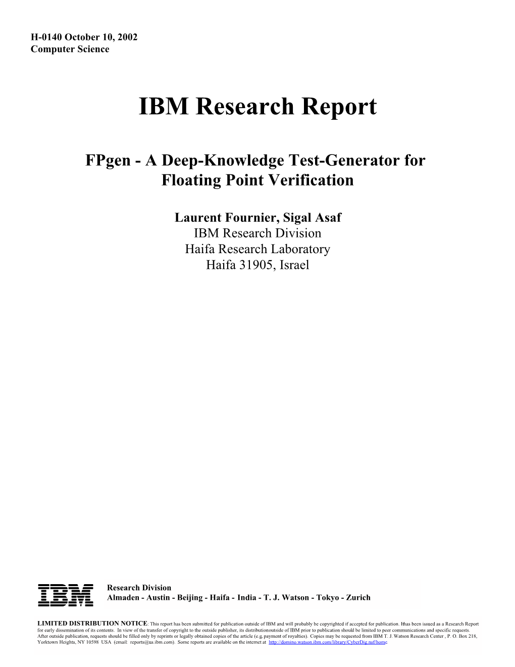 IBM Research Report